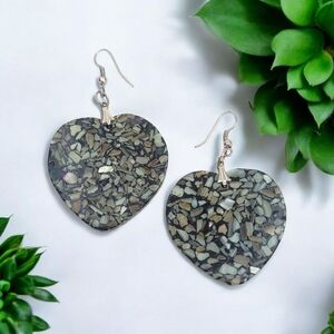 Heart Sea Shell Earrings Resin Black Jewelry Women Accessories Beachy Boho Love